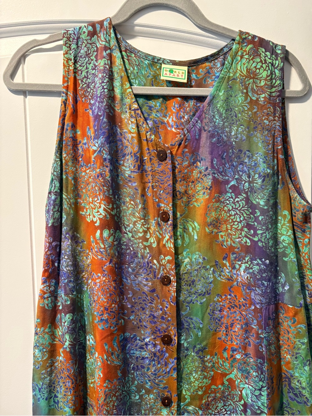World Apart 100% Rayon SMALL multicolored floral boho resort maxi dress